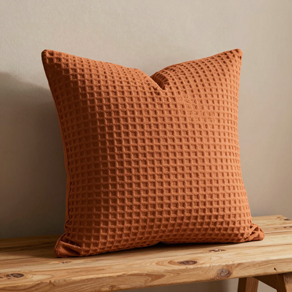 Muted Terracotta Waffle Pillow