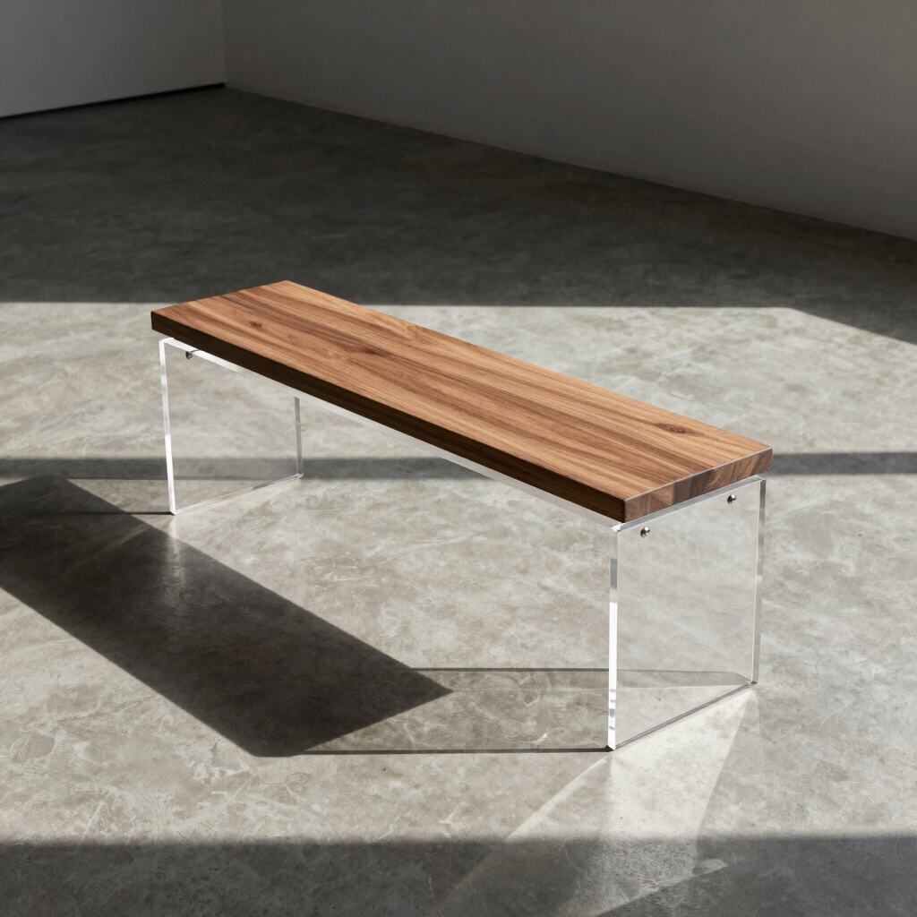 Trace Acrylic and Walnut Bench