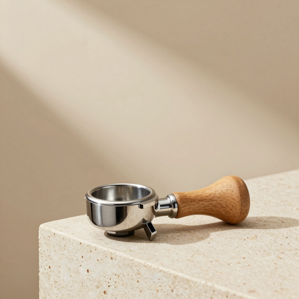 RVS Koffietamper met Eikenhouten Handvat