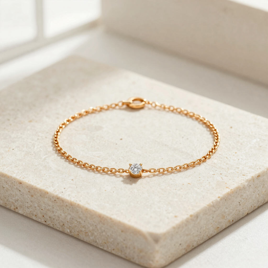 Minimalist Diamond Chain Bracelet