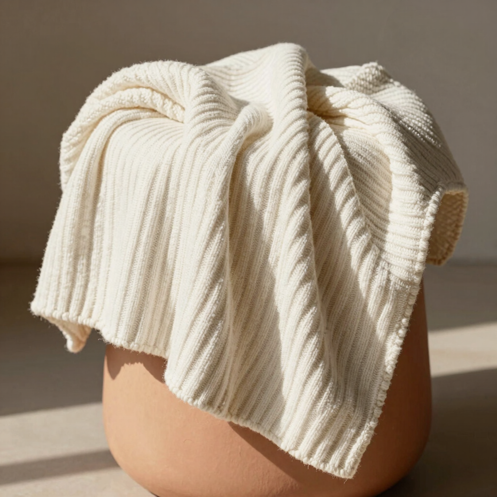 Earthy Ribbed Cotton Throw