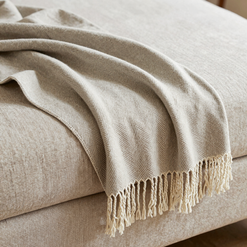 Herringbone Clay Sofa Blanket