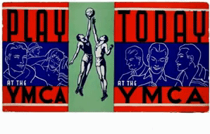 Playing a basketball game in the 1930s animated blotter ymca