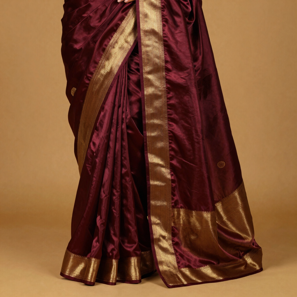 Rajkumari Maroon Satin Silk Saree