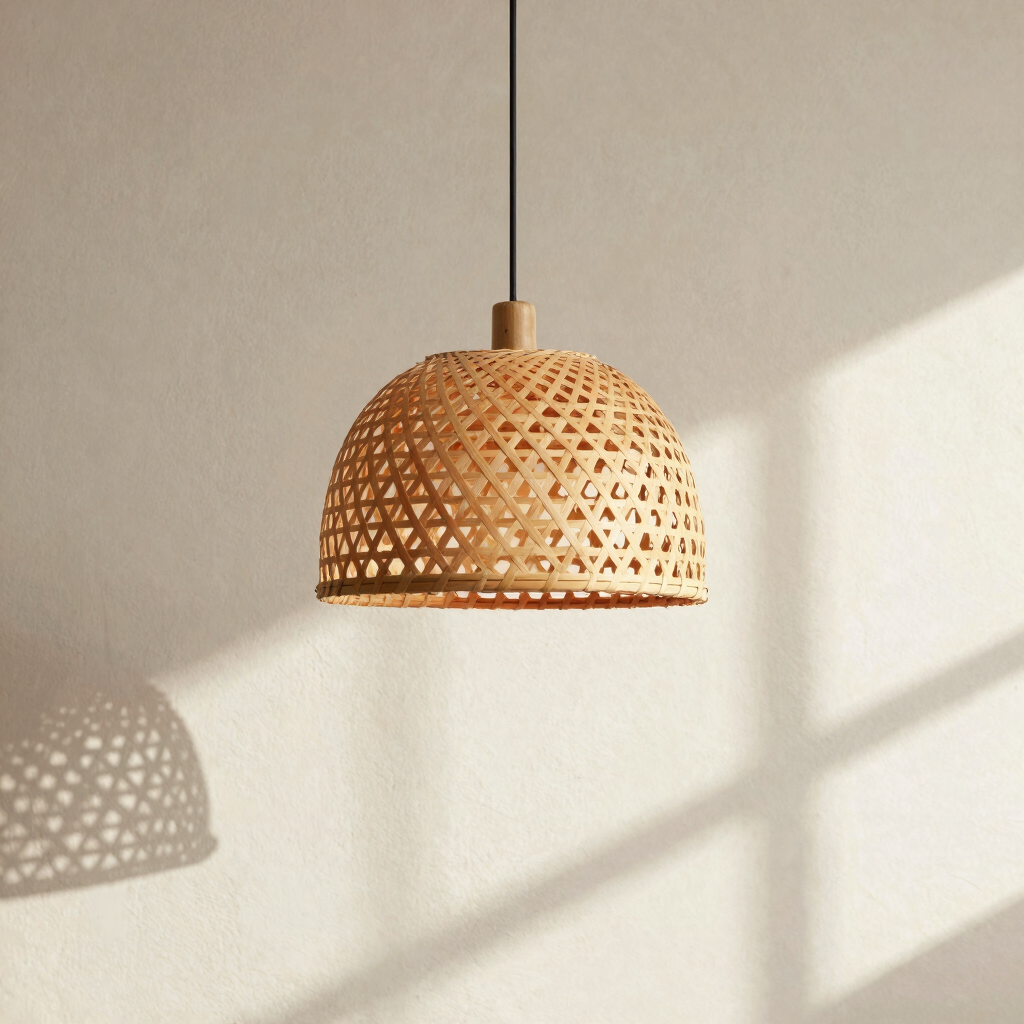 Artisanal Woven Bamboo Pendant Light