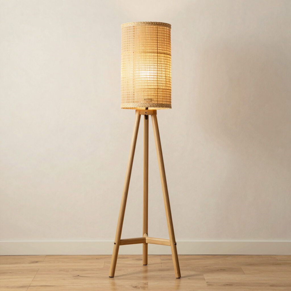 North-Eastern Bamboo Tripod Floor Lamp