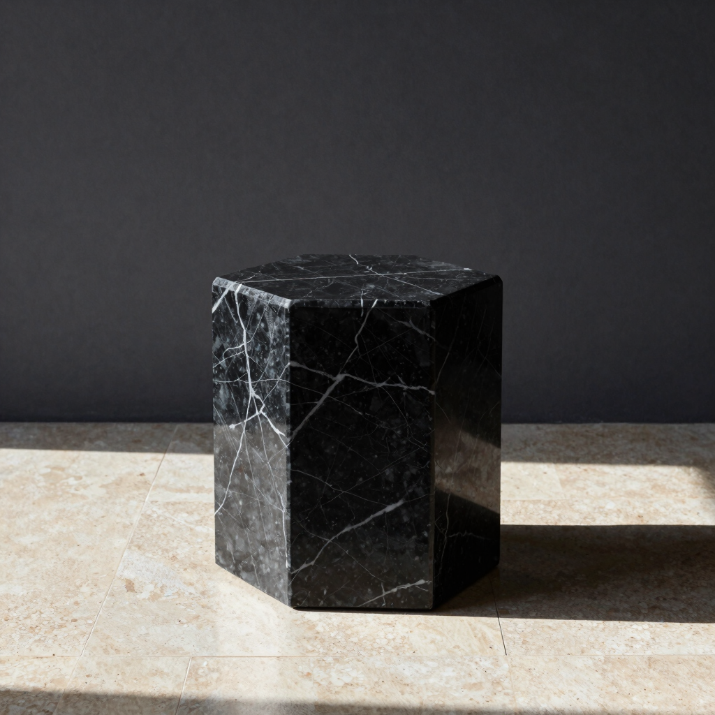 Hexa Nero Marble Stool