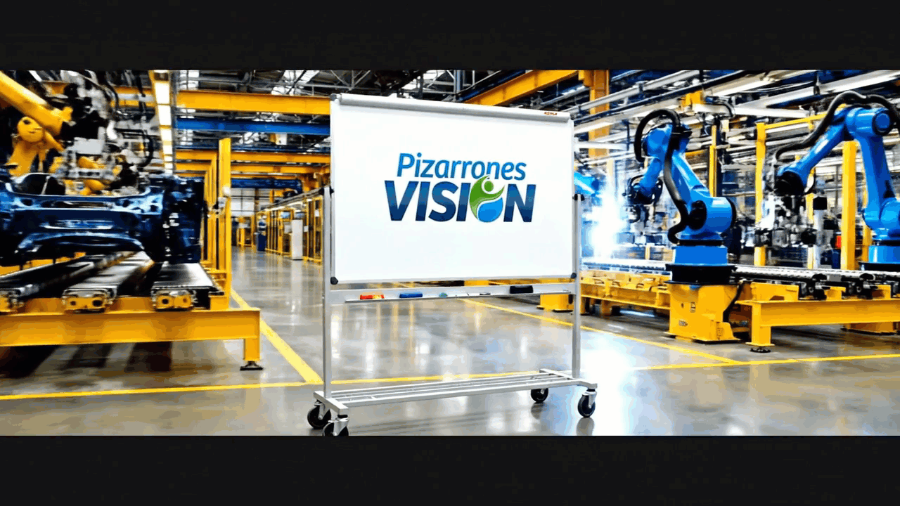 Logotipo de Pizarrón VISION en planta automotriz