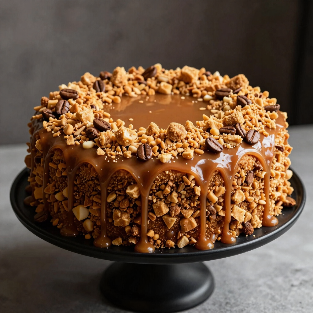 Caramel Coffee Crunch Cake