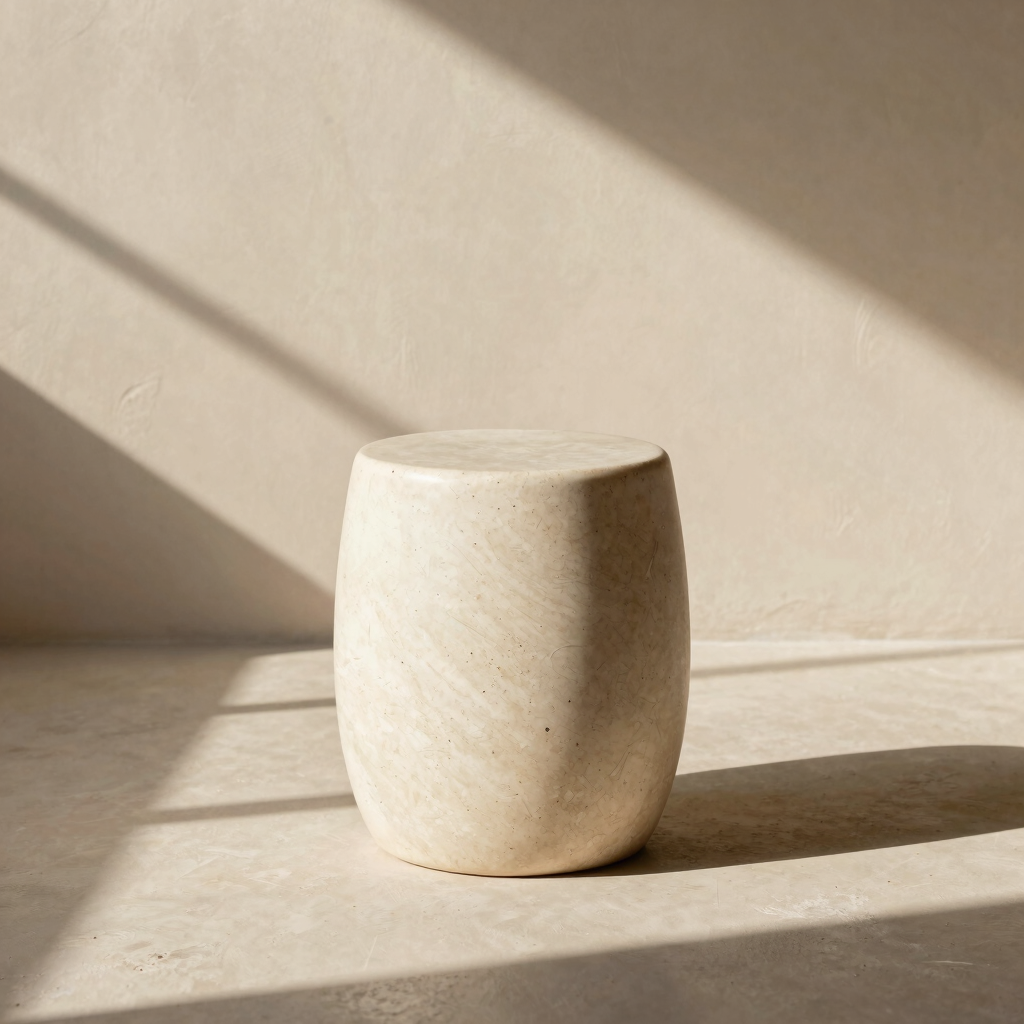 Petra Travertine Drum Stool