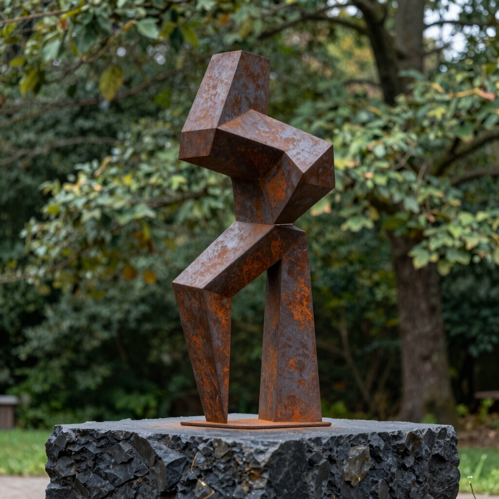 Iron-Wash Sentinel Garden Sculpture