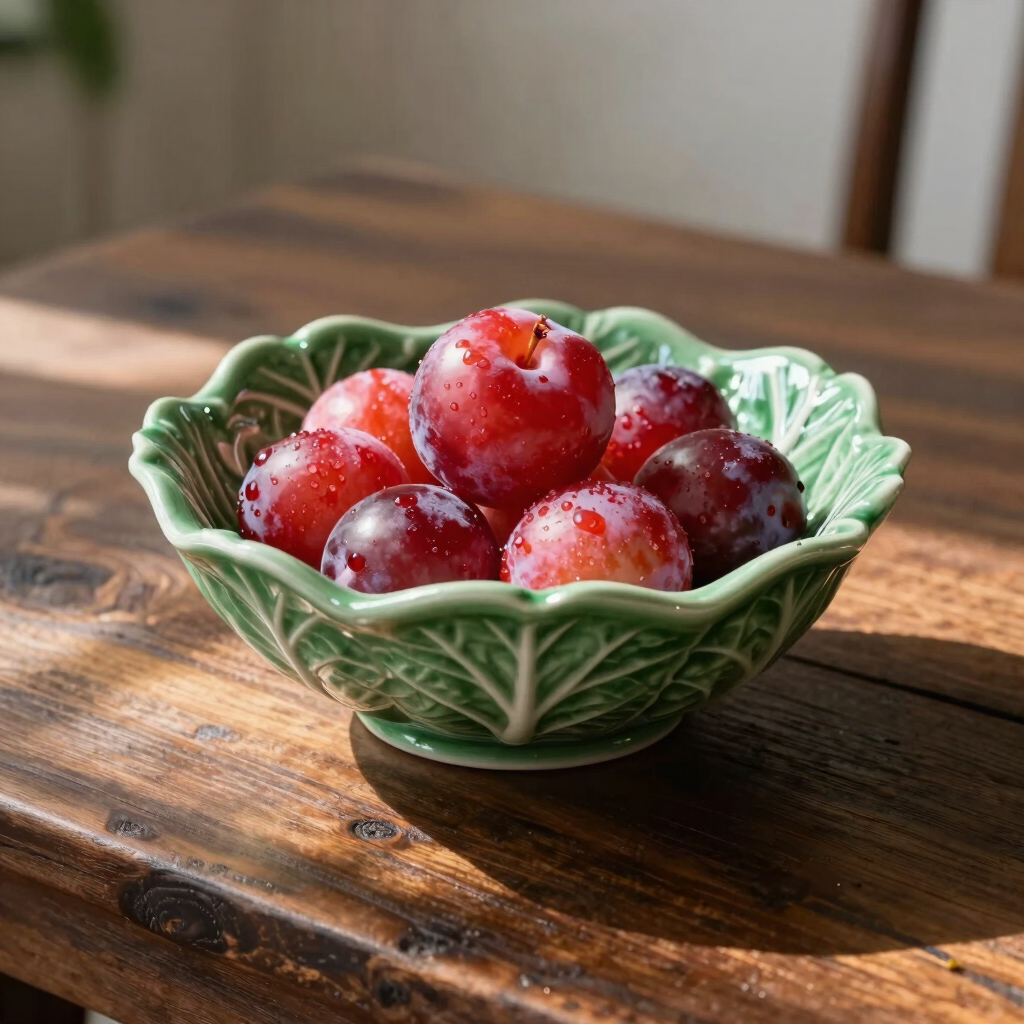Green Majolica Leaf Bowl