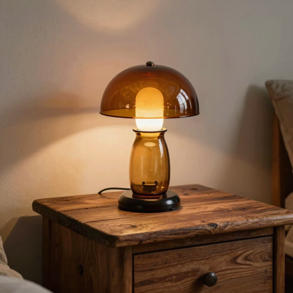 Amber Glass Mushroom Lamp