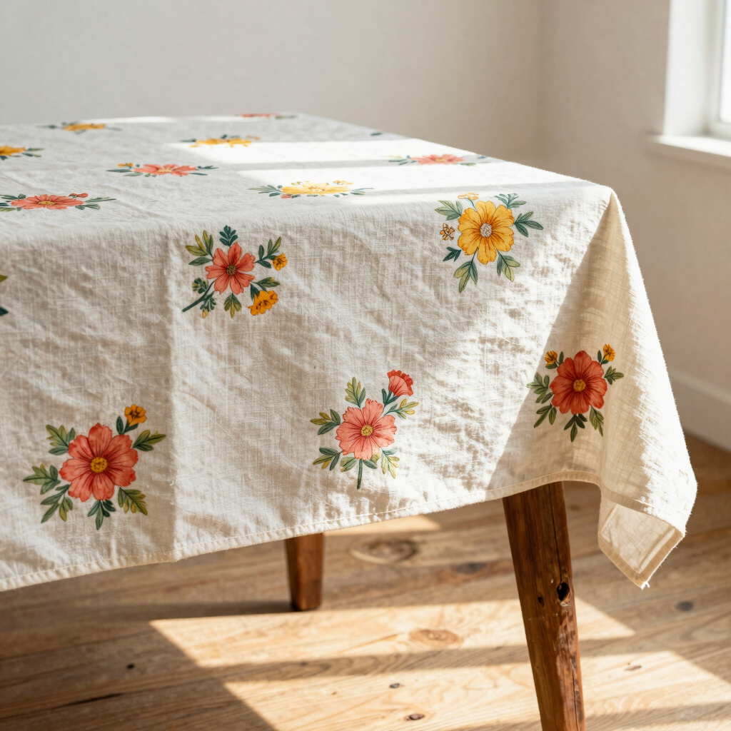Retro Botanical Cotton Tablecloth