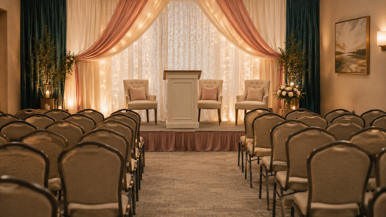A prepared room ready for the gathering