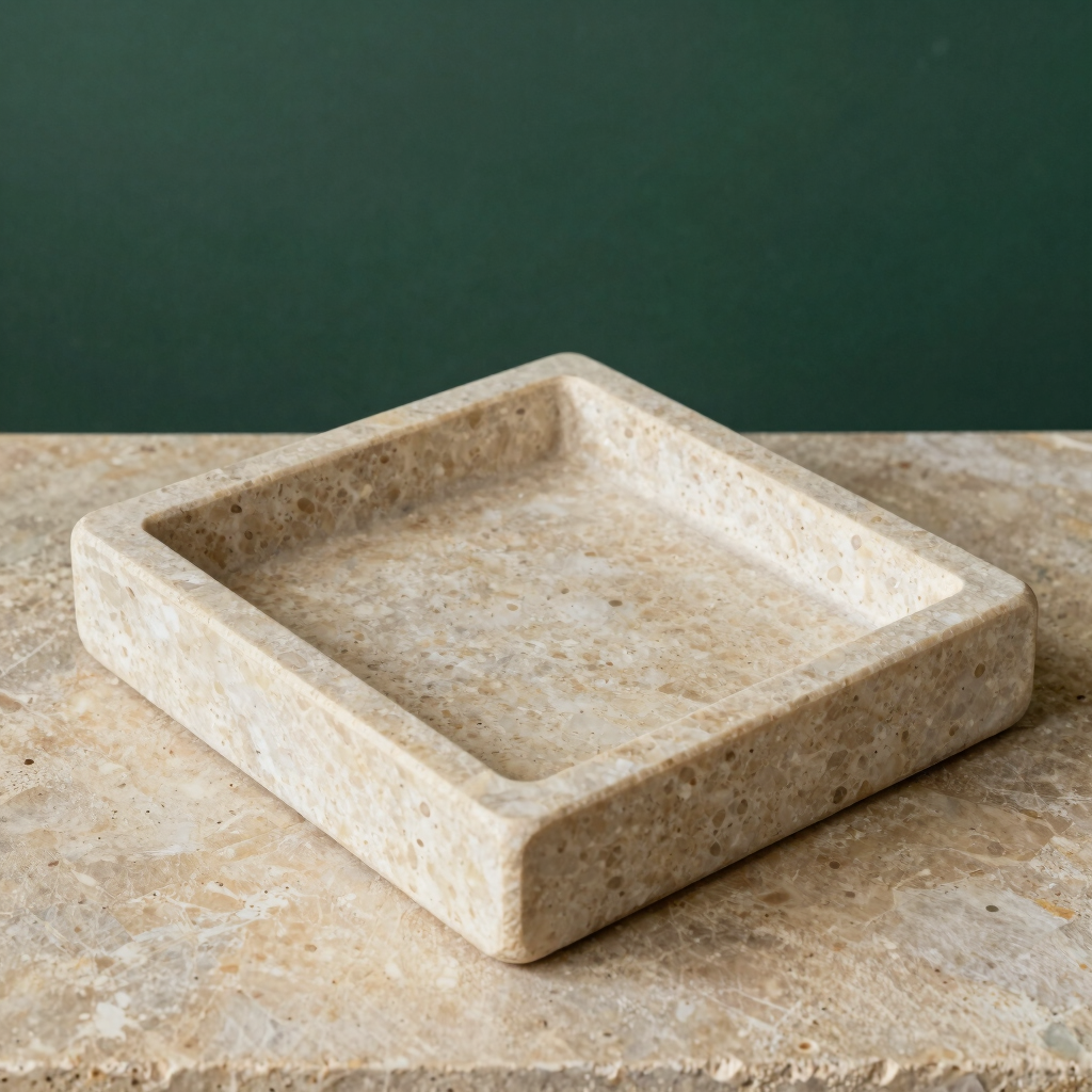 Monolithic Travertine Herb Tray