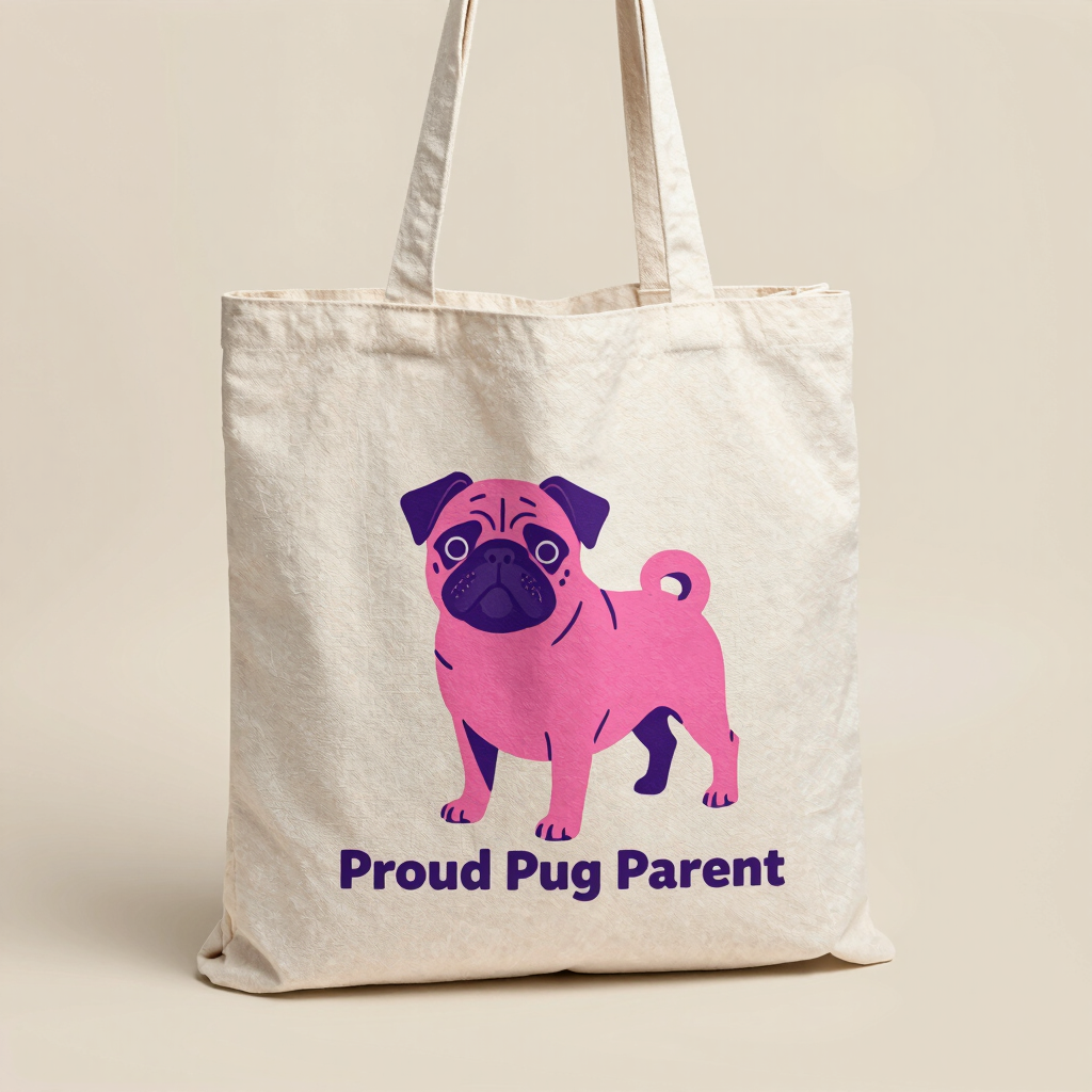 Tote Bag de Algodón 'Proud Pug Parent'