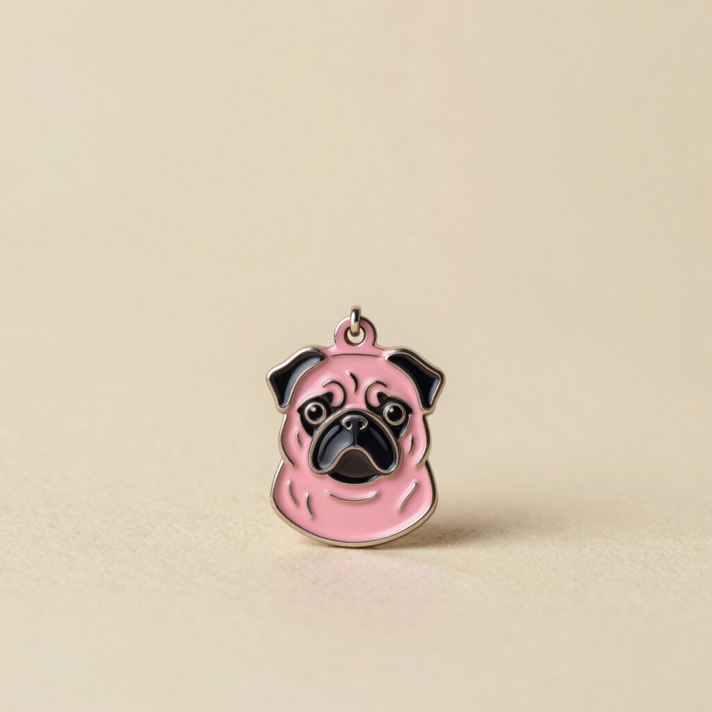 Placa de Identificación Personalizada 'Pug Face'