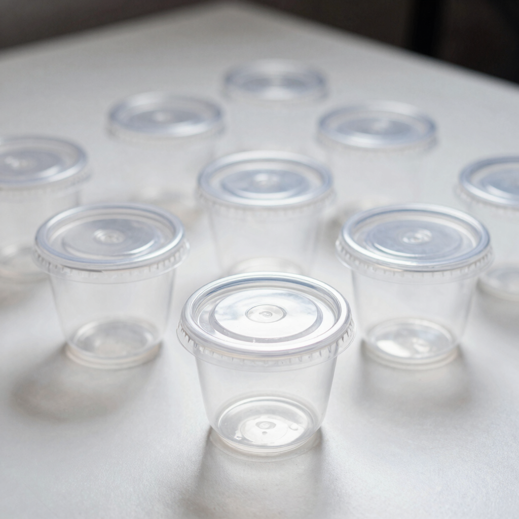 Hinged Lid Transparent Sauce Cups