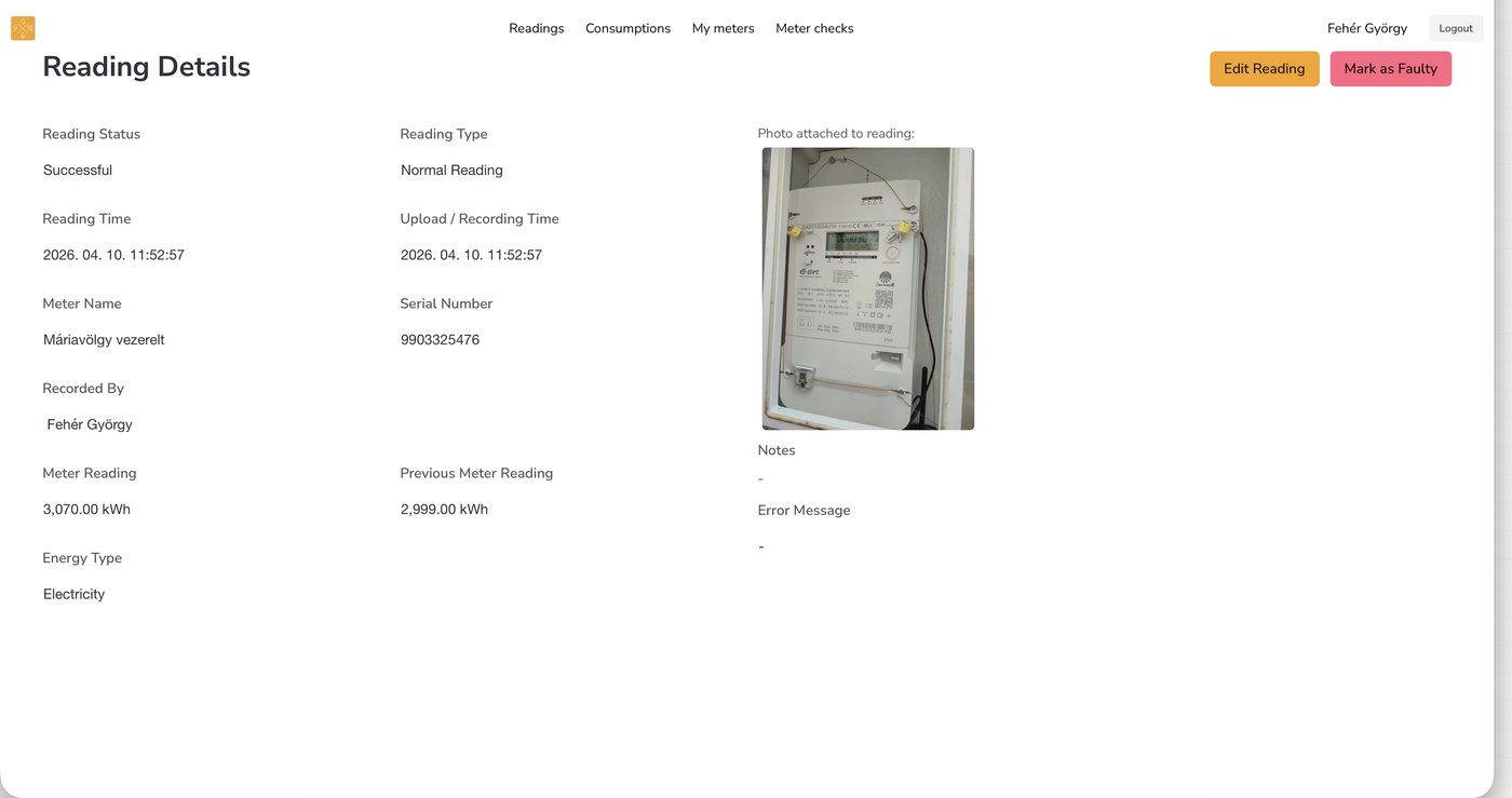 Reading detail in the Snapmeter web portal