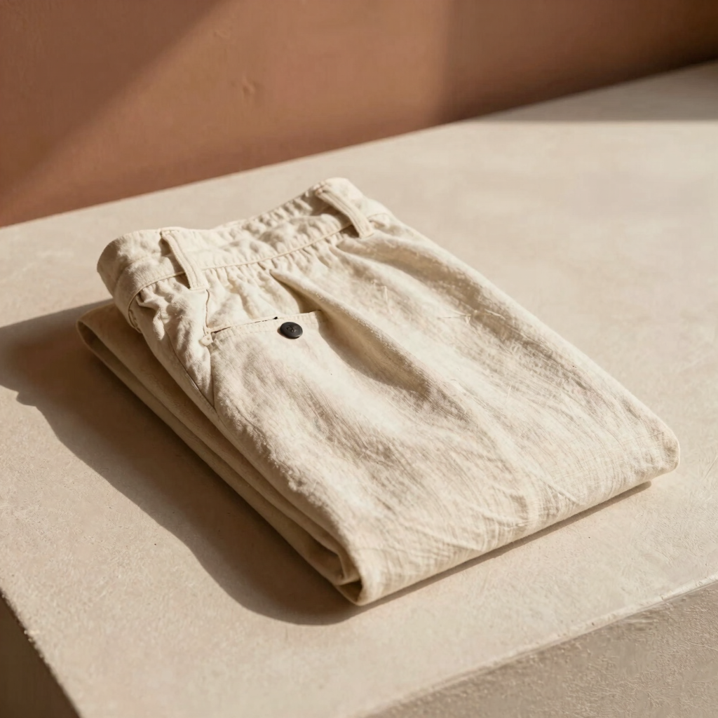 Pantalón de Lino Recto Cream