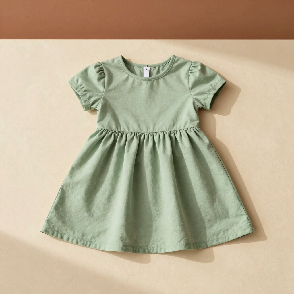 Vestido Infantil en Algodón Sage