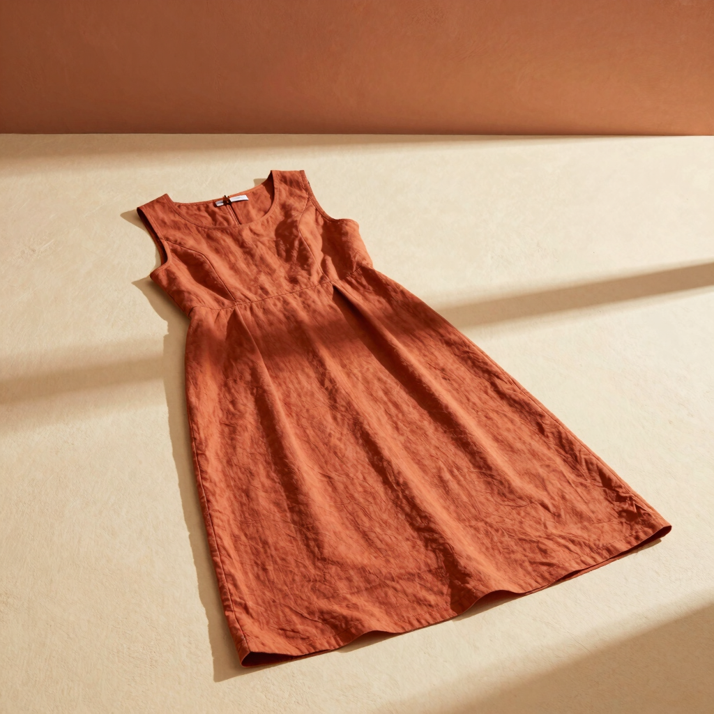 Vestido Midi de Lino Terracota