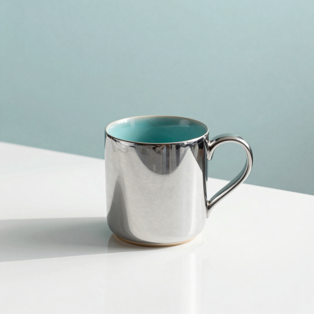 Chrome-Finish Ceramic Mug