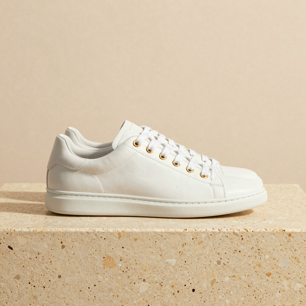 Sneakers Minimalistes Cuir Blanc