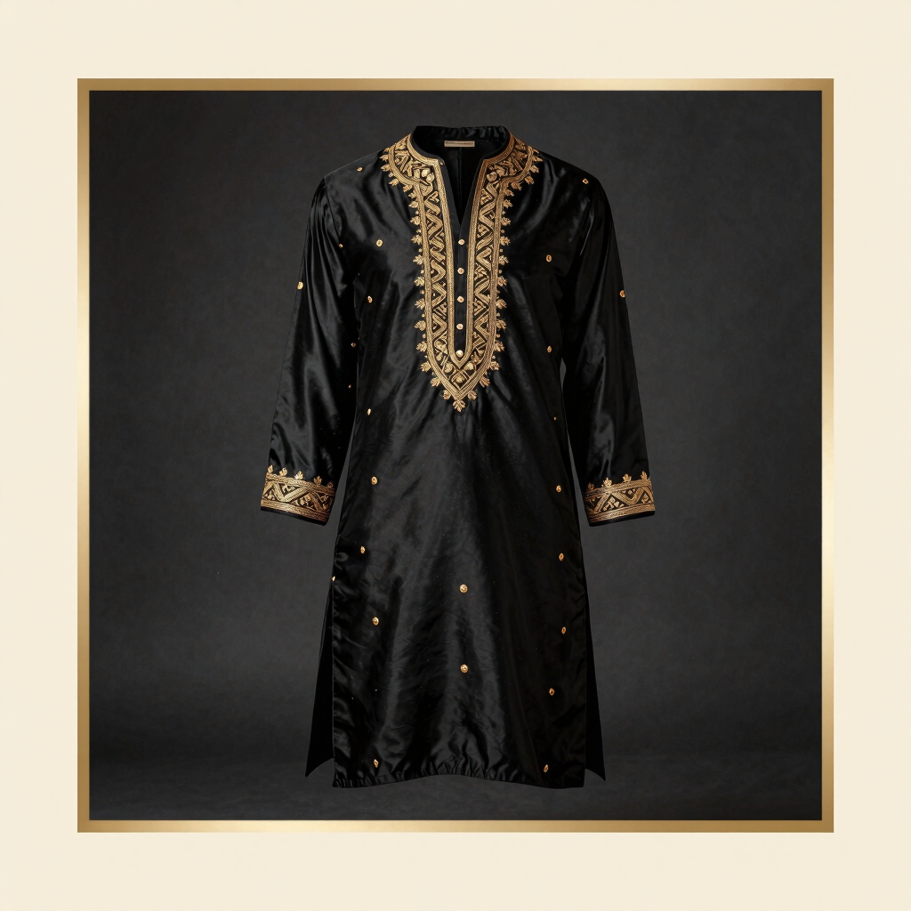 Obsidian Embroidered Silk Sherwani