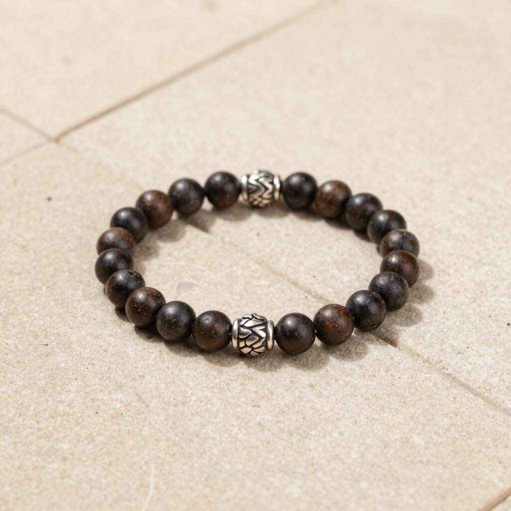 Panchmukhi Rudraksha Silver Bracelet