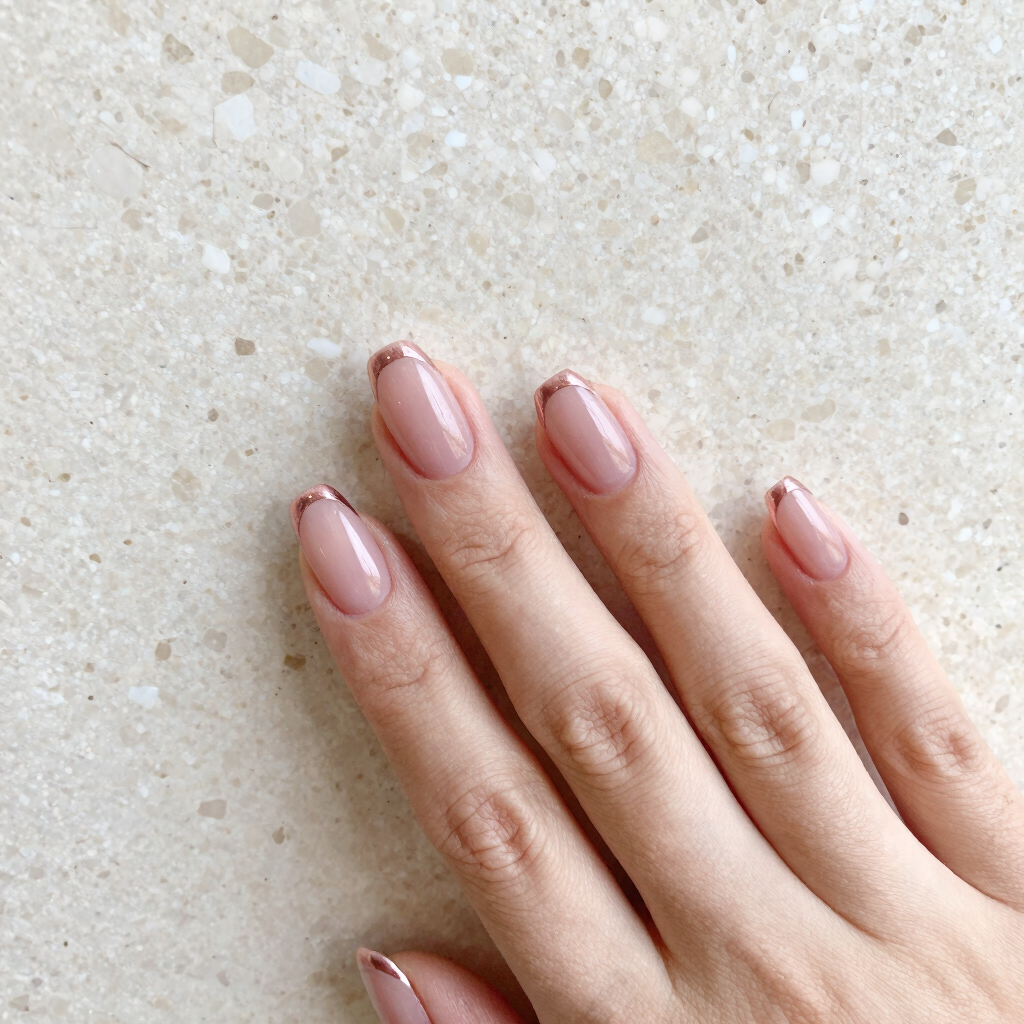 Blush Chrome Tip Press-On Nails