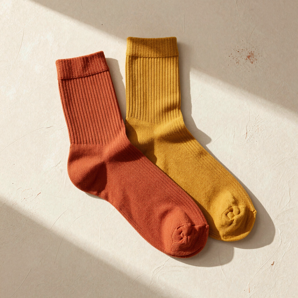 Earth-Tone Ribbed Lounge Socks