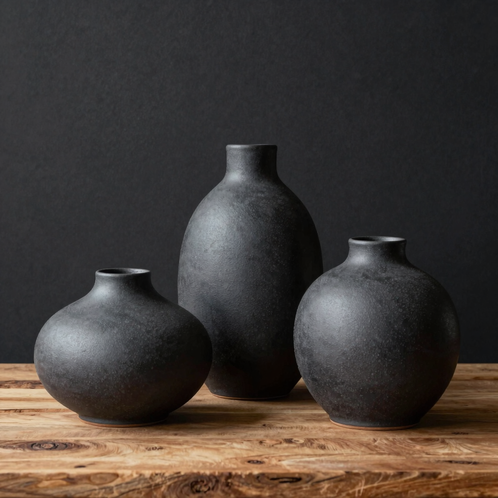 Lorn Charcoal Ceramic Vases