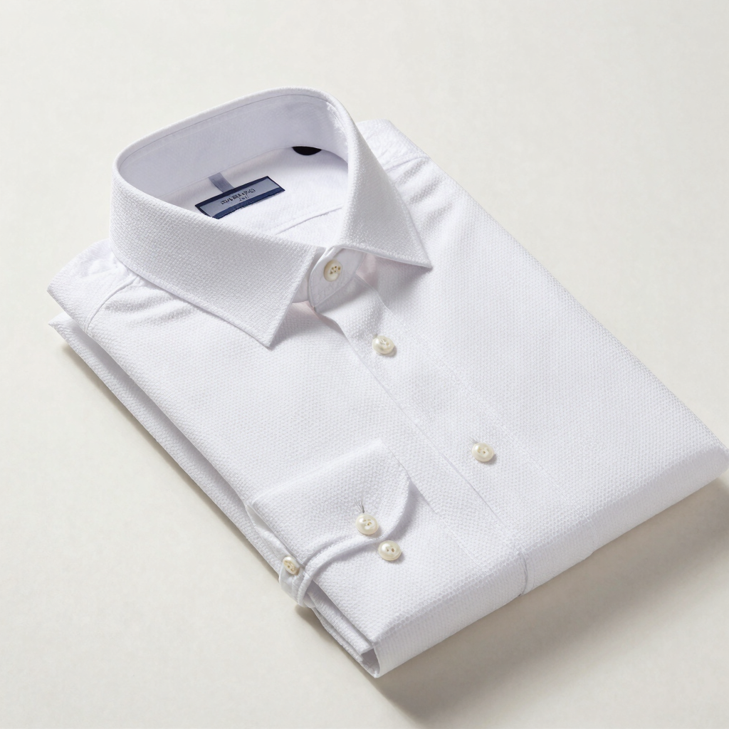 Pearl White Dobby Weave Shirt