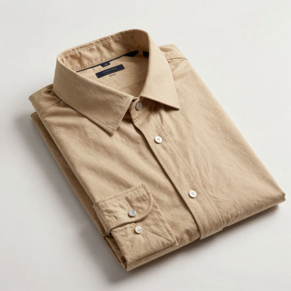 Sand Beige Mandarin Collar Shirt
