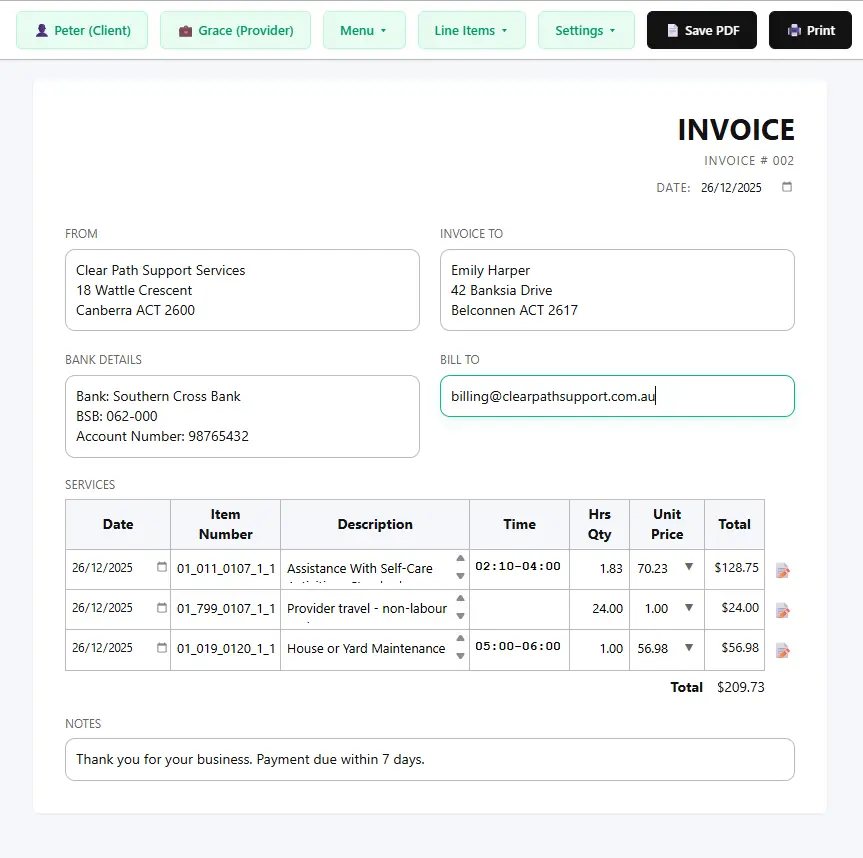 Provider Invoice Pro Dashboard