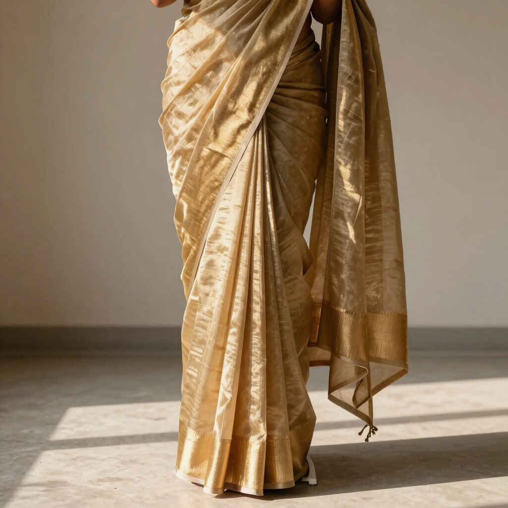 Raw Gold Tissue Silk Saree