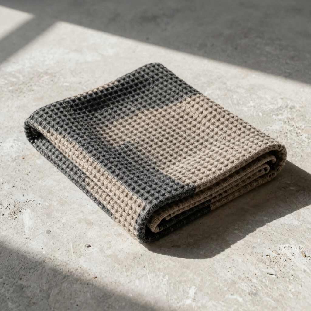 Two-Tone Waffle Knit Throw