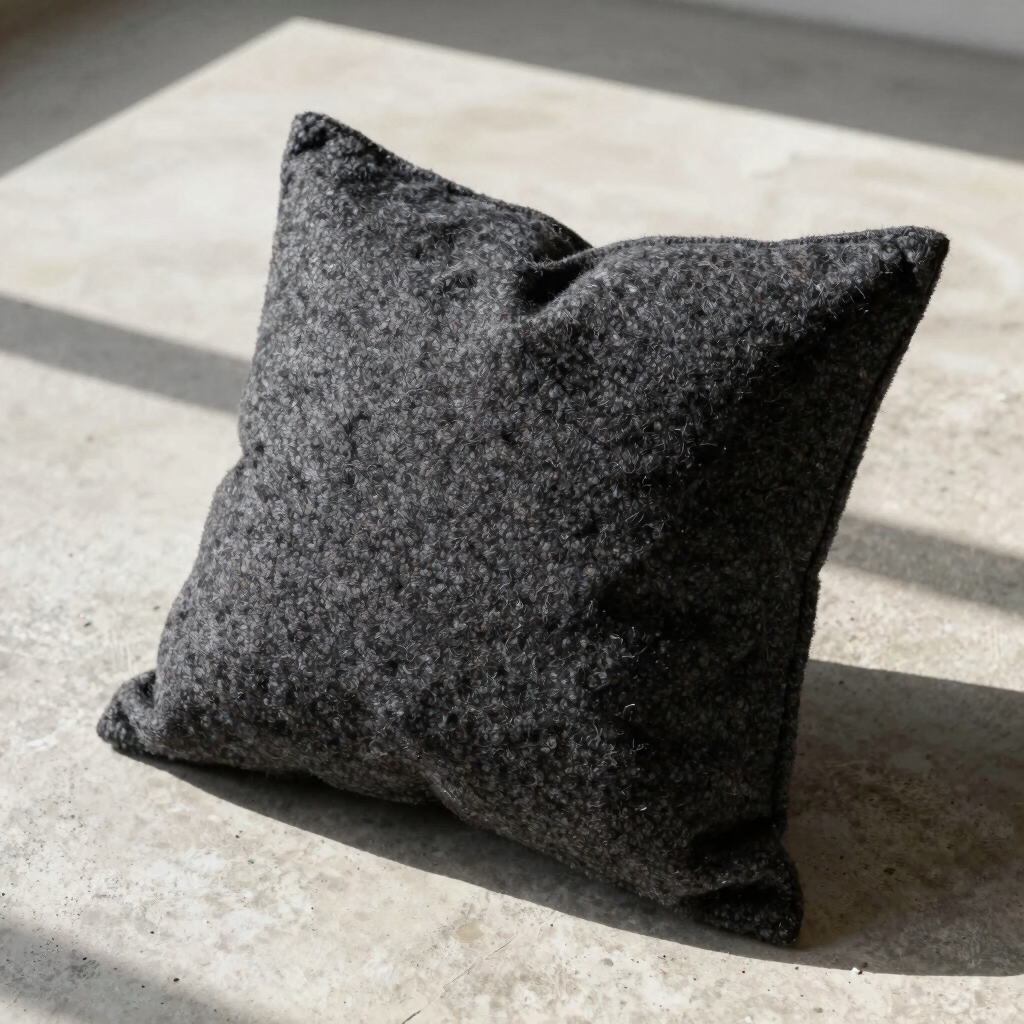 Charcoal Wool Bouclé Cushion