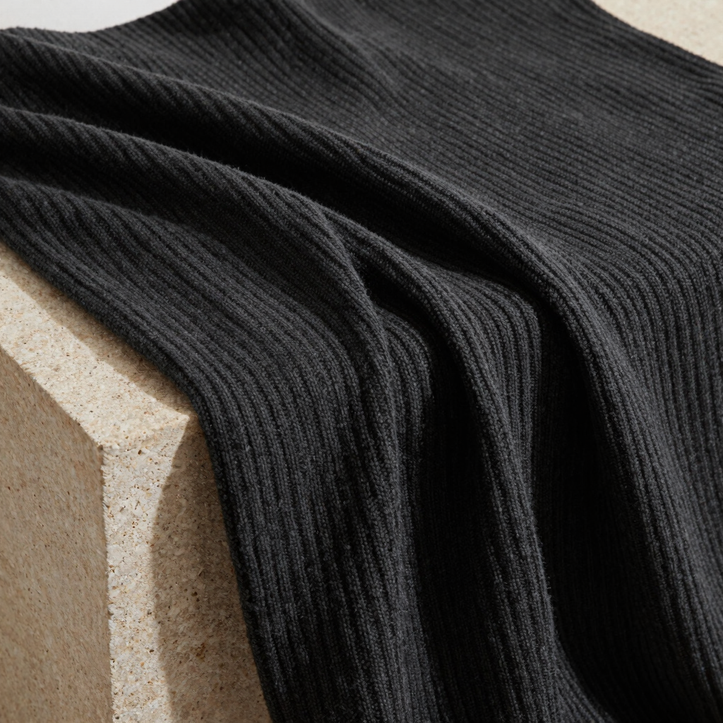 Heavy-Ribbed Charcoal Sofa Blanket