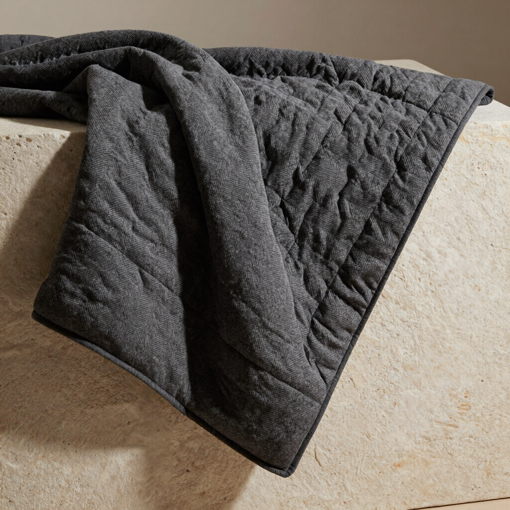 Charcoal Herringbone Bed Quilt
