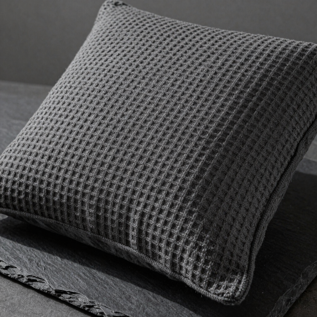 Charcoal Waffle Knit Decor Pillow