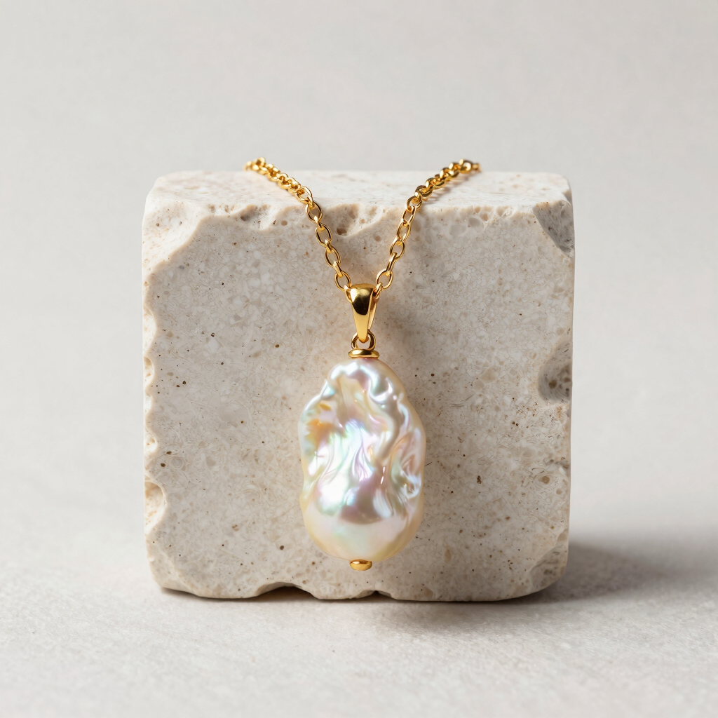 Elongated Pearl Link Necklace