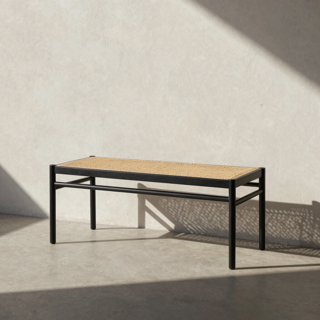 Benton Cane and Steel Bench