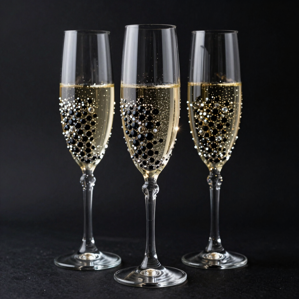Midnight Glamour Crystal Flutes