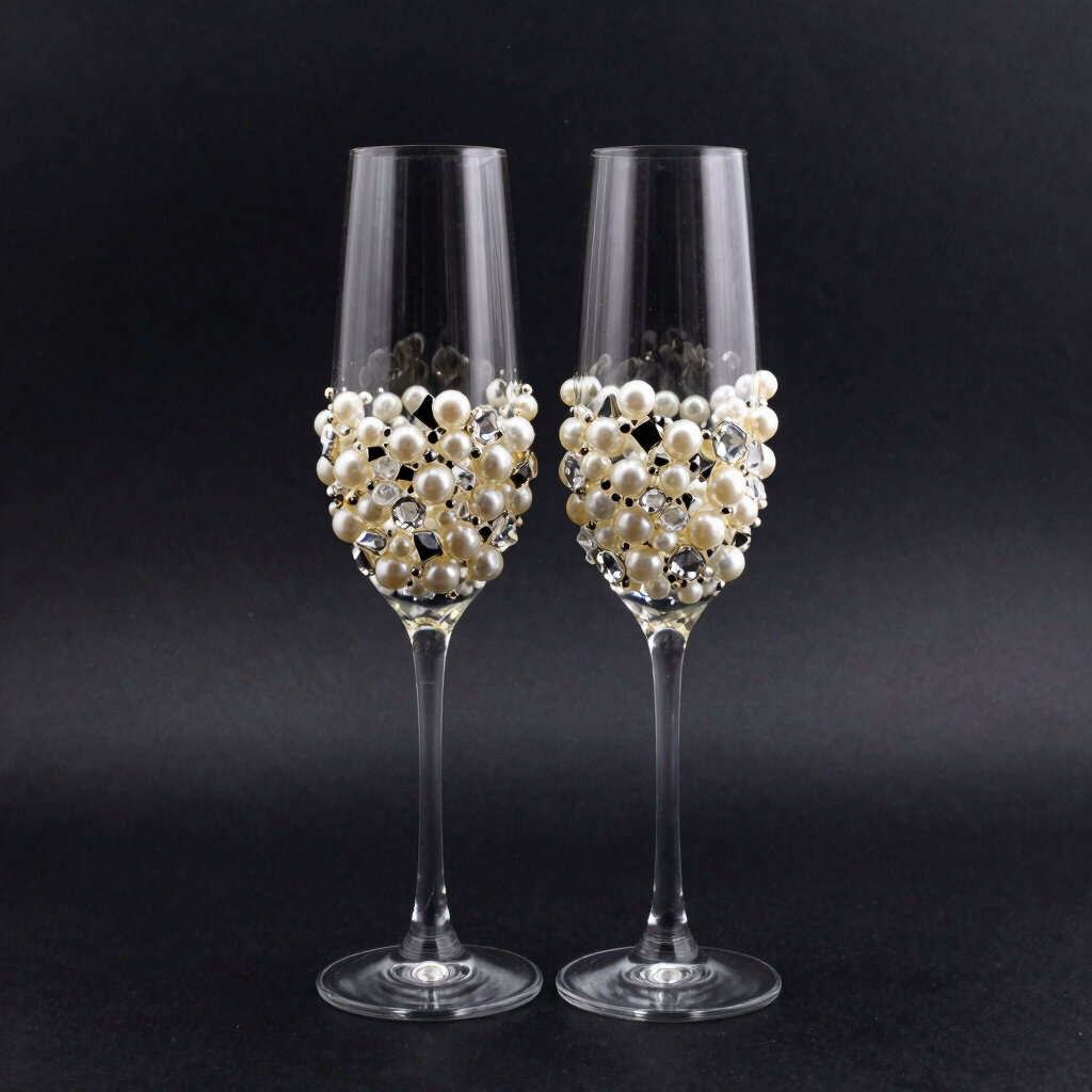 Signature Pearl & Crystal Champagne Flutes
