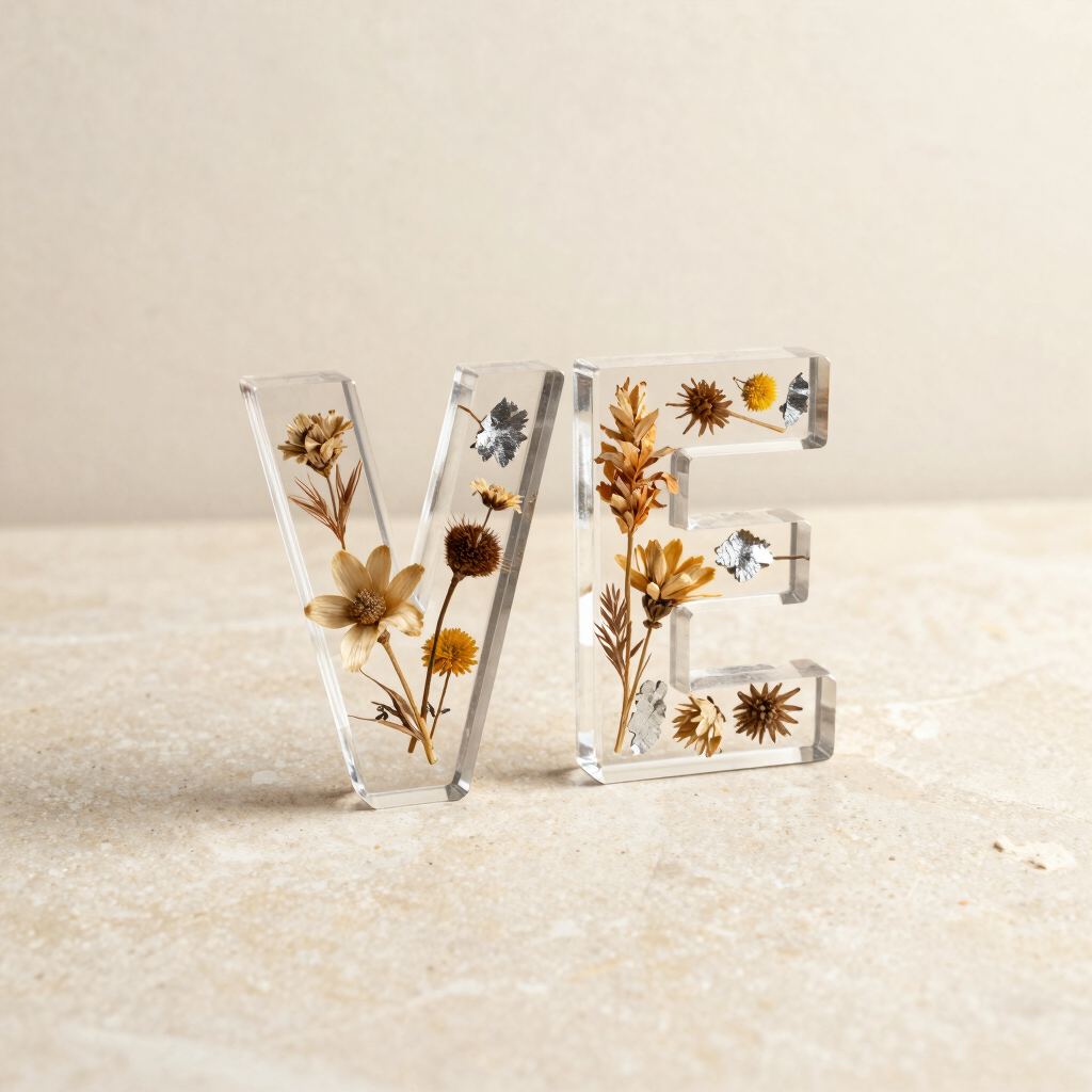Floral Monogram Resin Bookends