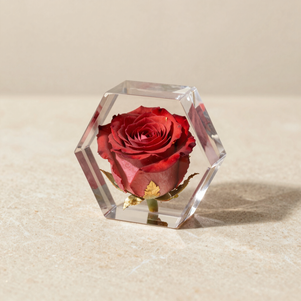 Eternal Blossom Hexagonal Resin Block