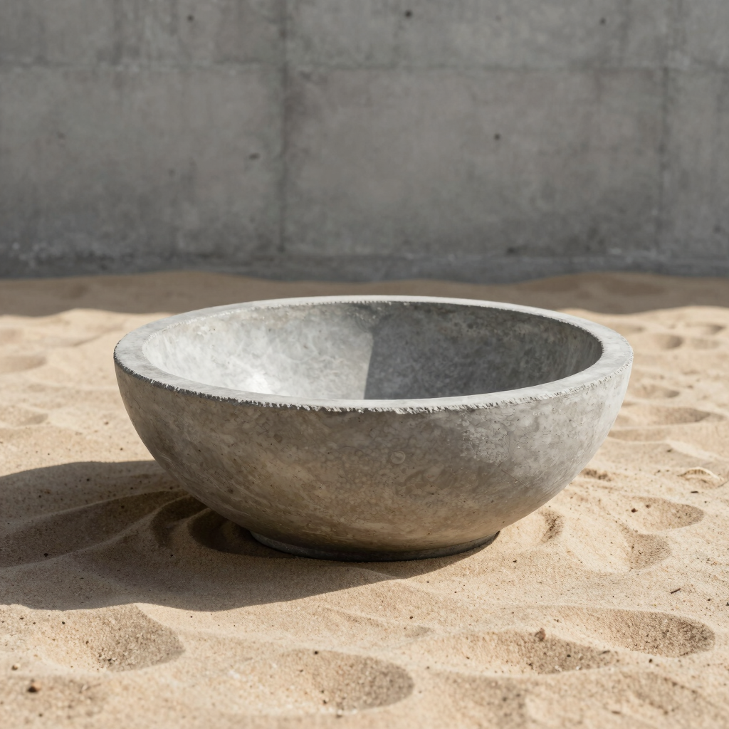 Brutalist Shallow Concrete Bowl